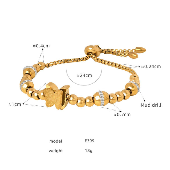 316L Stainless Steel Gold Plated Geometric Beaded Women's Fashion Light Luxury Allmatch Bracelet