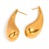 316L Stainless Steel Gold Plated Geometric Comma Shape Earrings Jewelry