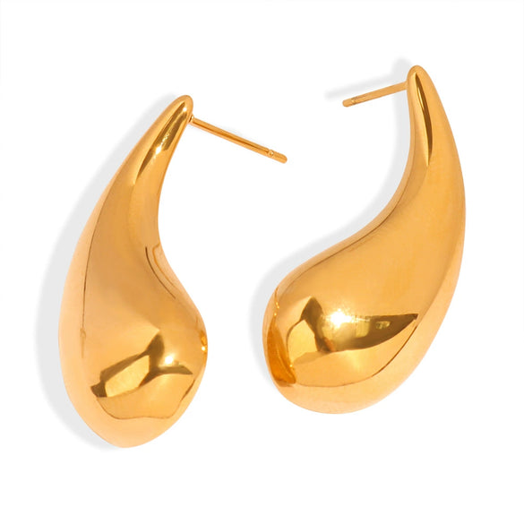 316L Stainless Steel Gold Plated Geometric Comma Shape Earrings Jewelry