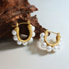 316L Stainless Steel Gold Plated Geometric Earrings Inlaid With Faux Beads For Women