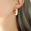 316L Stainless Steel Gold Plated Geometric Earrings Inlaid With Faux Beads For Women