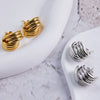 316L Stainless Steel Gold Plated Geometric Line Stitching Design Earrings For Women