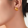 316L Stainless Steel Gold Plated Geometric Line Stitching Design Earrings For Women