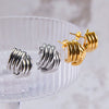 316L Stainless Steel Gold Plated Geometric Line Stitching Design Earrings For Women