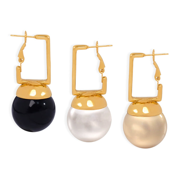 316L Stainless Steel Gold Plated Geometric Round Bead Pendant Earrings Jewelry For Women With Exaggerated Design