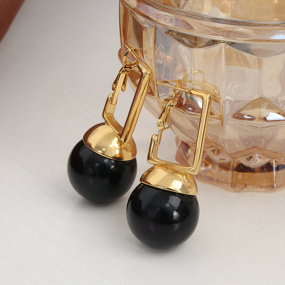 316L Stainless Steel Gold Plated Geometric Round Bead Pendant Earrings Jewelry For Women With Exaggerated Design