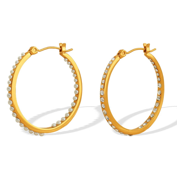 316L Stainless Steel Gold Plated Geometric Round Earrings For Women