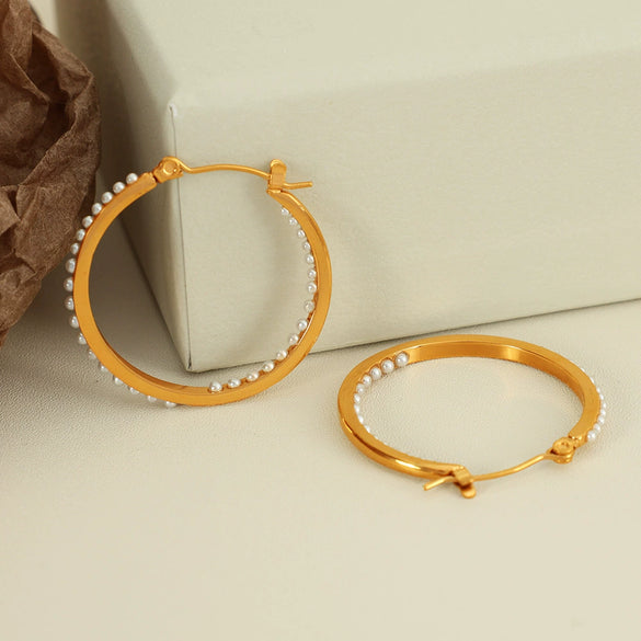 316L Stainless Steel Gold Plated Geometric Round Earrings For Women