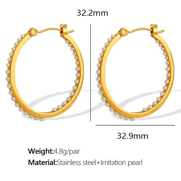 316L Stainless Steel Gold Plated Geometric Round Earrings For Women