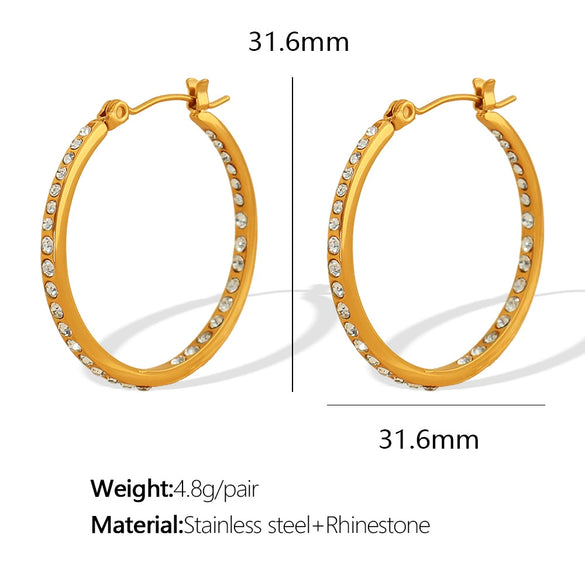 316L Stainless Steel Gold Plated Geometric Round Earrings For Women