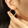 316L Stainless Steel Gold Plated Geometric Round Earrings For Women