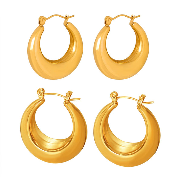 316L Stainless Steel Gold Plated Geometric U Shape Women's Earrings Fashion Niche Design