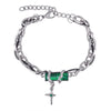 316L Stainless Steel Gold Plated Geometric Zircon Inlay Pendant Bracelet Jewelry For Men Retro Niche Personality Light Luxury Style