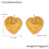316L Stainless Steel Gold Plated Heart Shaped Geometric Lines Earrings For Women