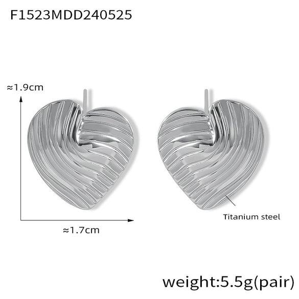 316L Stainless Steel Gold Plated Heart Shaped Geometric Lines Earrings For Women