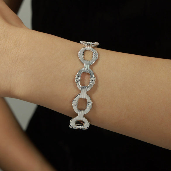 316L Stainless Steel Gold Plated Irregular Geometric Hollow Opening Bracelet Jewelry