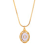 Titanium Steel Gold Plated Letter Oval Pendant Necklace With Dripping Oil Design