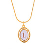 Titanium Steel Gold Plated Letter Oval Pendant Necklace With Dripping Oil Design