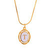 Titanium Steel Gold Plated Letter Oval Pendant Necklace With Dripping Oil Design