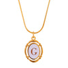Titanium Steel Gold Plated Letter Oval Pendant Necklace With Dripping Oil Design