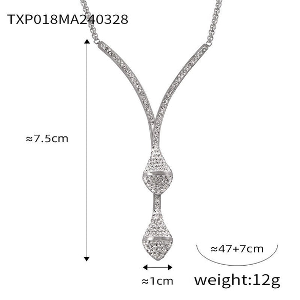 Titanium Steel Gold Plated Light Luxury Snake Head Pendant Elastic Bracelet With Ochain Set
