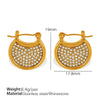 316L Stainless Steel Gold Plated Marine Series Scallop Spiral Ring And White Rhinestone Earrings For Women Simple Style