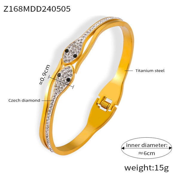 316L Stainless Steel Gold Plated Niche Geometric Fourleaf Love Diamond Butterfly Design Bracelet