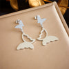 Titanium Steel Gold Plated Polished Hollow Butterfly Pendant Earrings For Women