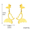 Titanium Steel Gold Plated Polished Hollow Butterfly Pendant Earrings For Women