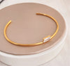 Simple Style Solid Color 304 Stainless Steel Titanium Steel 18K Gold Plated Artificial Rhinestones Bangle In Bulk