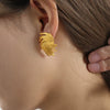 316L Stainless Steel Gold Plated Wheat Ear Studs For Women Geometric Pattern Electroplated Simple Design High Grade