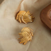 316L Stainless Steel Gold Plated Wheat Ear Studs For Women Geometric Pattern Electroplated Simple Design High Grade