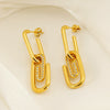 Titanium Steel Goldplated Diamondencrusted Paperclip Design Women's Earrings
