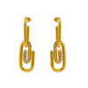 Titanium Steel Goldplated Diamondencrusted Paperclip Design Women's Earrings