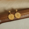316L Stainless Steel Goldplated Embossed Cartoon Character Pendant Earrings For Women