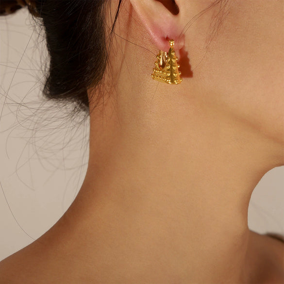 316L Stainless Steel Goldplated Geometric Bag Earrings Jewelry For Women