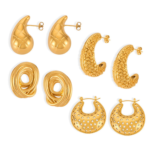 Titanium Steel Goldplated Geometric Hollow Texture Women's Fashion Creative Earrings