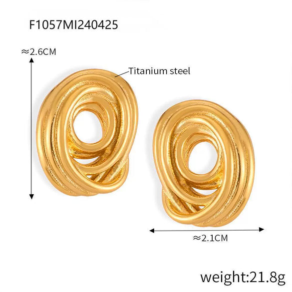 Titanium Steel Goldplated Geometric Hollow Texture Women's Fashion Creative Earrings