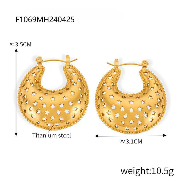Titanium Steel Goldplated Geometric Hollow Texture Women's Fashion Creative Earrings