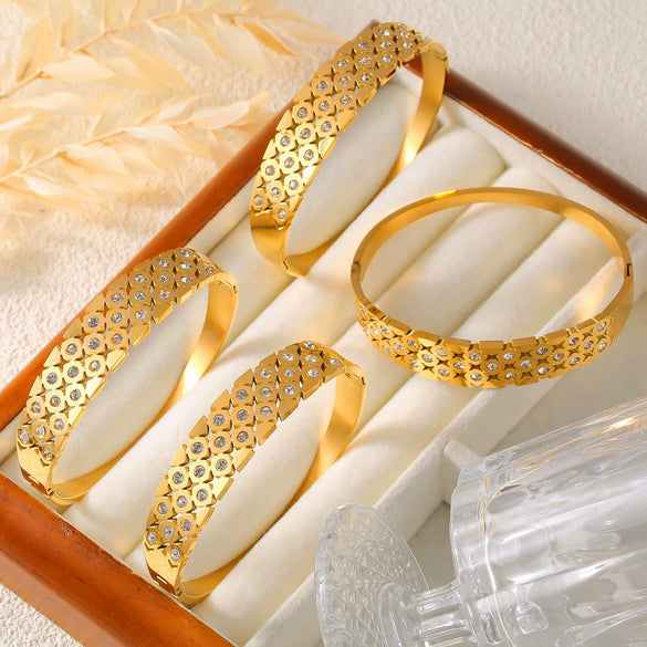 316L Stainless Steel Goldplated Geometric Hollowout Jewelry Bracelet