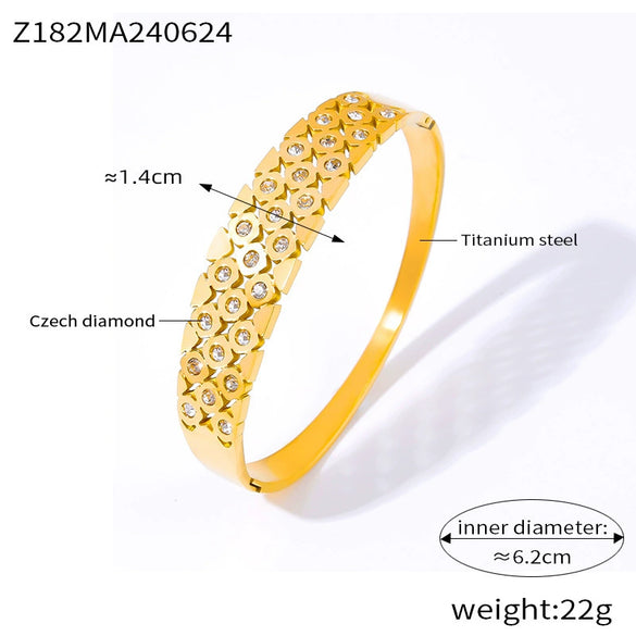 316L Stainless Steel Goldplated Geometric Hollowout Jewelry Bracelet