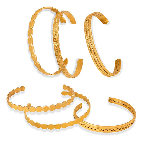 316L Stainless Steel Goldplated Geometric Niche Style Stitching Bracelet