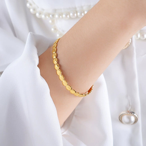 316L Stainless Steel Goldplated Geometric Niche Style Stitching Bracelet