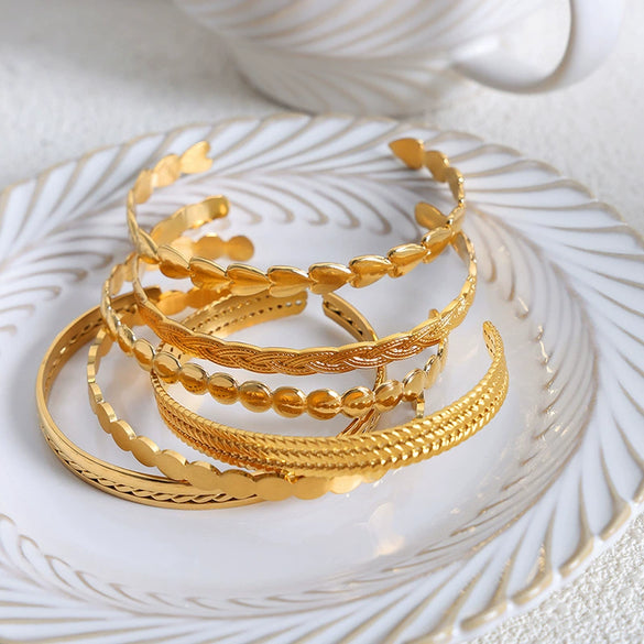 316L Stainless Steel Goldplated Geometric Niche Style Stitching Bracelet