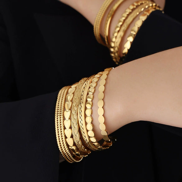 316L Stainless Steel Goldplated Geometric Niche Style Stitching Bracelet