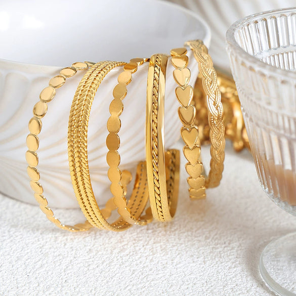 316L Stainless Steel Goldplated Geometric Niche Style Stitching Bracelet