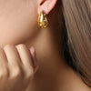 316L Stainless Steel Goldplated Geometric Water Drop Diamondembedded Beading Earrings For Women