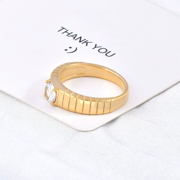 Titanium Steel Goldplated Geometric Women's Simple Cold Style Fashion Decorative Diamond Ring