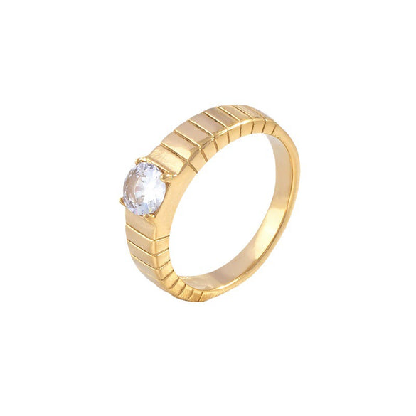 Titanium Steel Goldplated Geometric Women's Simple Cold Style Fashion Decorative Diamond Ring