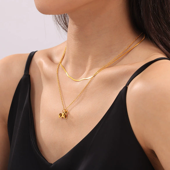 316L Stainless Steel Goldplated Ochain Necklace With Animal Shape Pendant Geometric And Zodiac Patterns Electroplated For Women